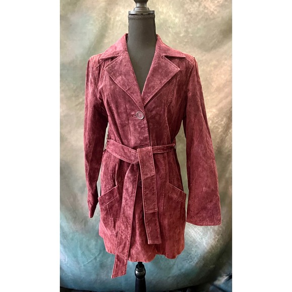 New Dennis Basso Genuine Leather Washable Suede Belted Coat Jacket - Picture 1 of 9